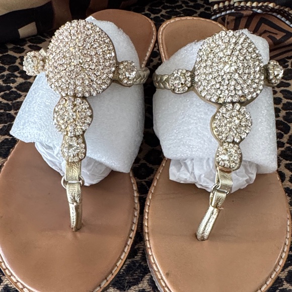 Tommy Bahama Gold Embellished Sandals - Picture 3 of 6